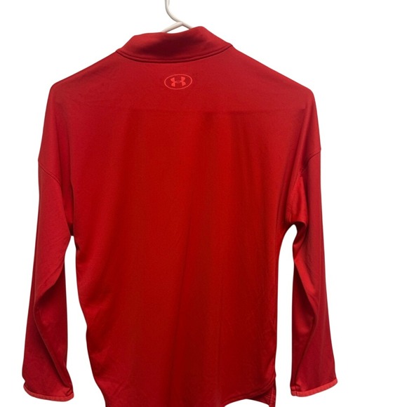 Under Armour Kids Red HeatGear Quarter Zip Pullover Long Sleeve Shirt YMD Medium - Picture 8 of 11